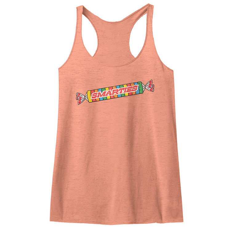 Smarties Logo Ladies Raw Edge Racerback