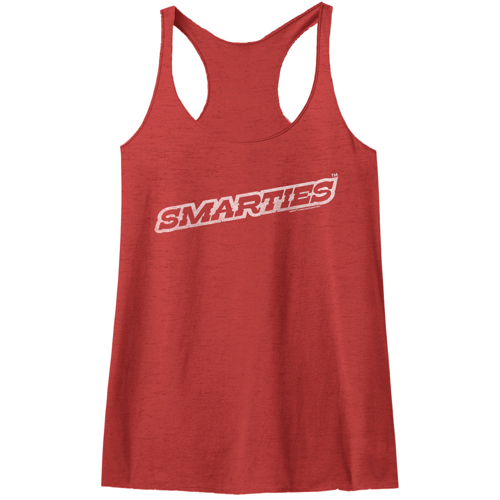 Smarties Simple Logo Ladies Raw Edge Racerback