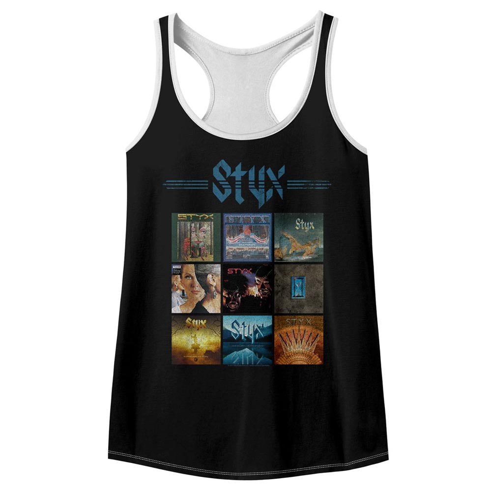 Styx Album Grid Ladies Color Block Racerback