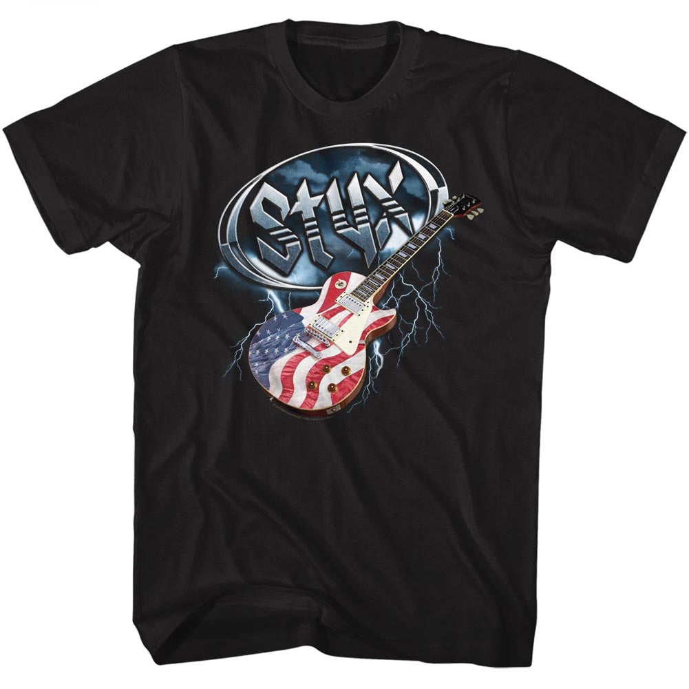 Styx Flag Guitar Adult T-Shirt
