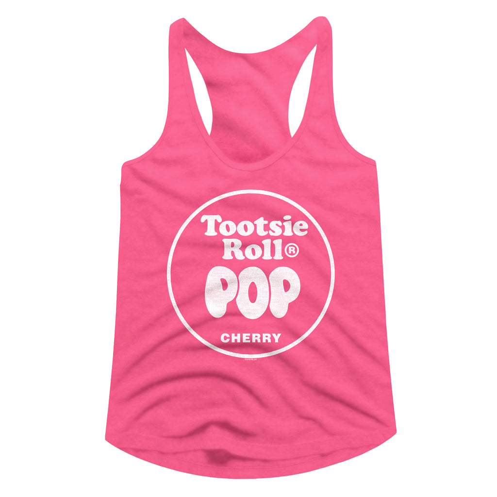 Tootsie Roll Cherry Ladies Raw Edge Racerback