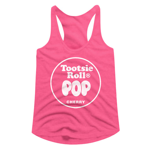 Tootsie Roll Cherry Ladies Raw Edge Racerback