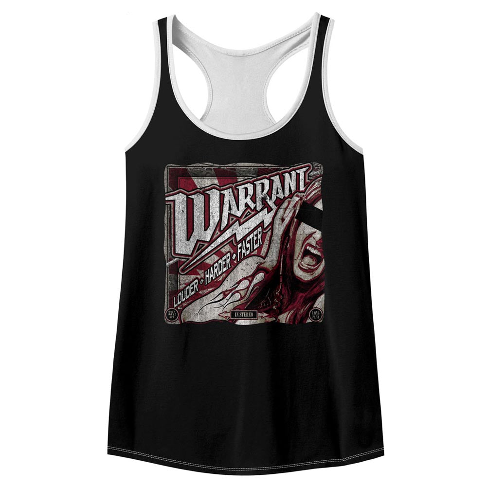 Warrant Louder Harder Faster Ladies Color Block Racerback