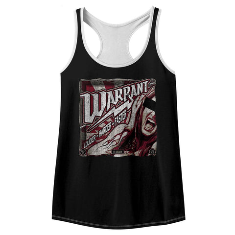 Warrant Louder Harder Faster Ladies Color Block Racerback