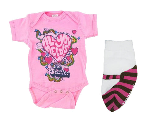 Beatles Need Love Baby One Piece & Socks Set