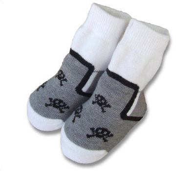 Multi Skull Grey Baby Socks