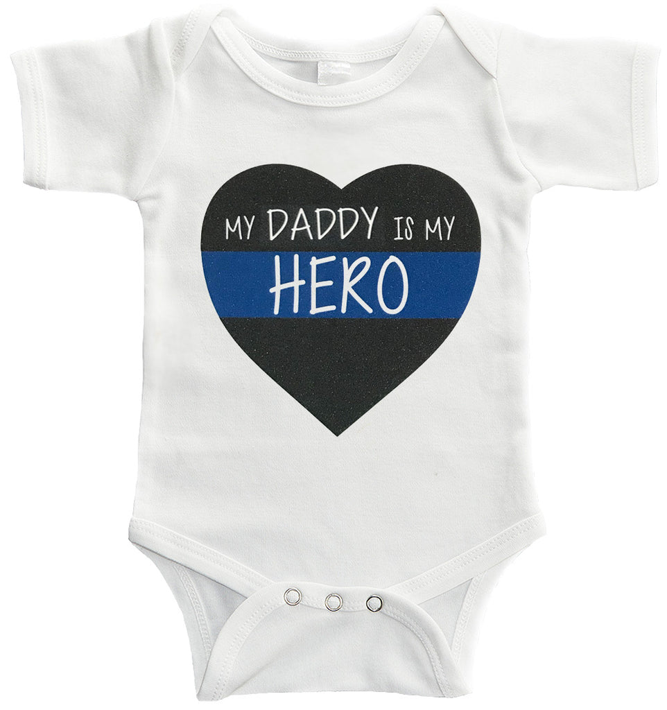 Police Officer Daddy is My Hero Blue Line Baby Bodysuit