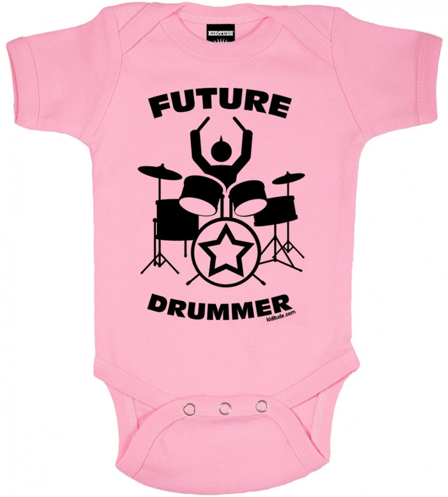 Future Drummer Baby Bodysuit Pink