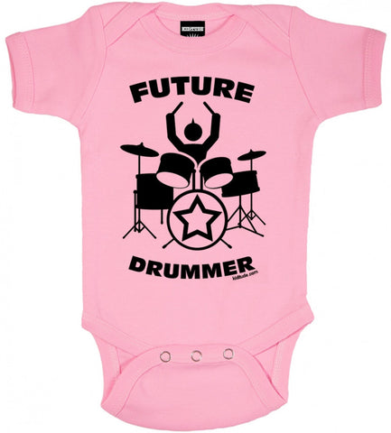 Future Drummer Baby Bodysuit Pink
