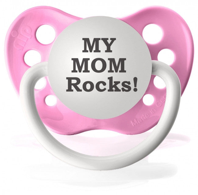 My Mom Rocks Pink Baby Pacifier Kiditude