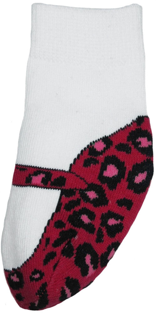 Mary Jane Pink Leopard Baby Socks