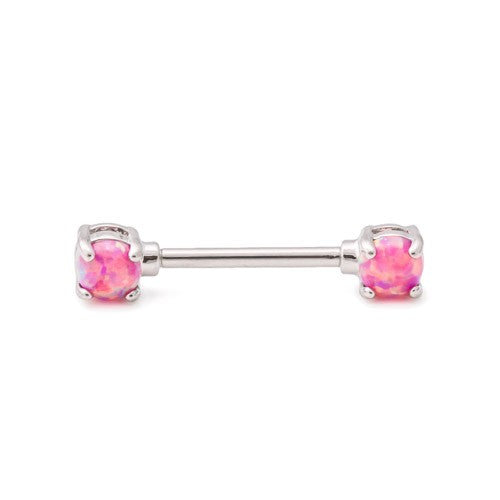 Straight Barbell Nipple Ring with Opal