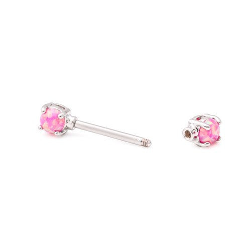 Straight Barbell Nipple Ring with Opal