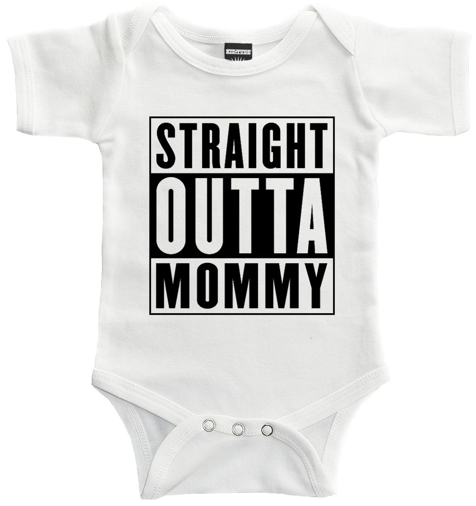 Straight Outta Mommy Baby Bodysuit in White