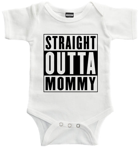 Straight Outta Mommy Baby Bodysuit in White