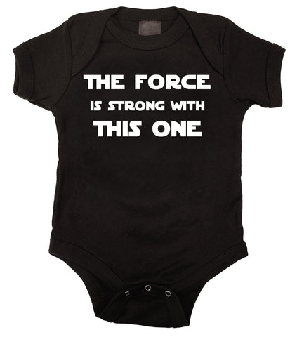 The Force is Strong Black Baby Bodysuit