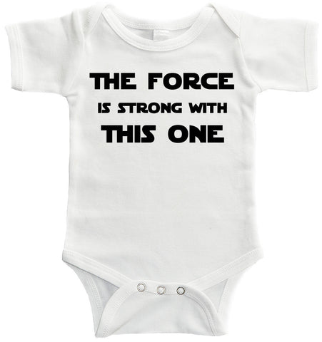 The Force is Strong White Baby Bodysuit